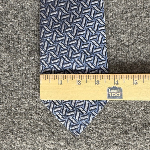 Faconnable Lot of 2 Mens Silk Dress Ties Blue Paisley Geometric Formal Neckwear - Picture 5 of 9